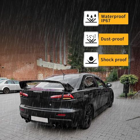 مصابيح خلفية LED من VLAND متوافقة مع Mitsubishi Lancer & EVO X 2008-2020 (غير مناسبة للرياضات/Fortis/io) مع إشارة انعطاف متسلسلة كهرمانية، مجموعة مصابيح خلفية LED كاملة دخان/ملون in Kuwait