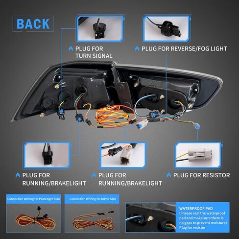 مصابيح خلفية LED من VLAND متوافقة مع Mitsubishi Lancer & EVO X 2008-2020 (غير مناسبة للرياضات/Fortis/io) مع إشارة انعطاف متسلسلة كهرمانية، مجموعة مصابيح خلفية LED كاملة دخان/ملون in Kuwait