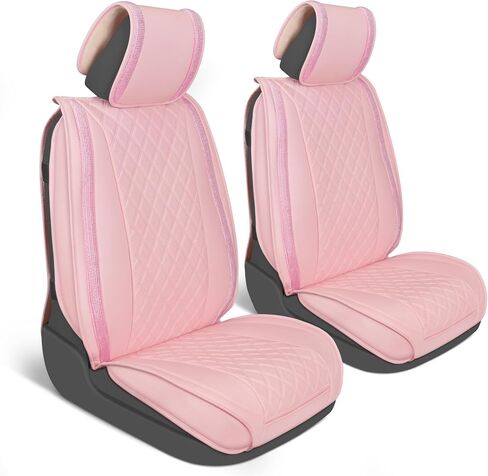BlingStitch™ Car Seat Covers for Front Seats - Luxurious Black Vegan Leather Seat Covers for Cars with Black Bling Crystals, Premium Automotive Seat Covers for SUV, Trucks, Car Bling Luxury in Saudi Arabia