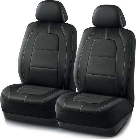 غطاء مقعد السيارة من Road Comforts، أغطية مقاعد السيارة الجلدية الأمامية، أغطية مقاعد السيارة الرياضية ذات الظهر المنخفض، متوافقة مع الوسائد الهوائية، تناسب عالمي لمعظم السيارات وسيارات الدفع الرباعي والشاحنات والشاحنات الصغيرة in Kuwait