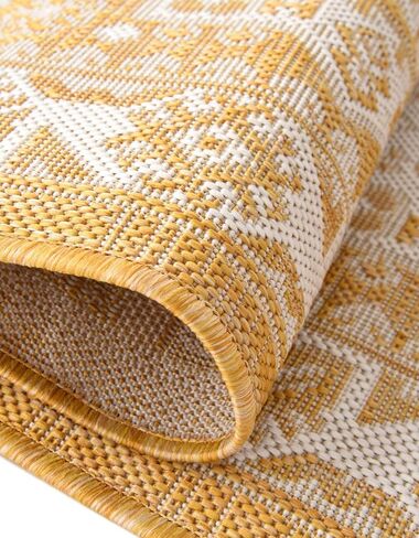 Unique Loom Outdoor Aztec Collection Area Rug - Chalca (2' x 6' 1" Runner, Rust Red/ Ivory) in Saudi Arabia