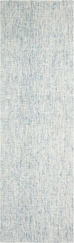 سجادة SAFAVIEH Abstract Collection - 2'3" x 8'، عاجي وأزرق، صوف مصنوع يدويًا، مثالية للمناطق ذات حركة المرور العالية في غرفة المعيشة وغرفة النوم (ABT471M) in Saudi Arabia