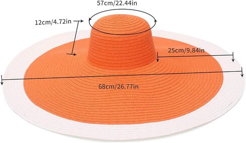 قبعة الشمس النسائية GEMVIE ذات الحافة الكبيرة من القش، قبعة الشمس ذات الحافة المرنة الكبيرة الحجم، قبعة من القش للشاطئ قابلة للتعبئة in Kuwait