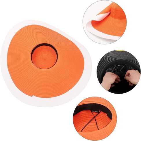 قبعة الشمس النسائية GEMVIE ذات الحافة الكبيرة من القش، قبعة الشمس ذات الحافة المرنة الكبيرة الحجم، قبعة من القش للشاطئ قابلة للتعبئة in Kuwait