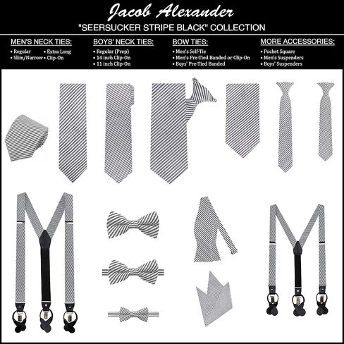 Jacob Alexander Men's Seersucker Striped Pattern Clip-On Neck Tie in Kuwait