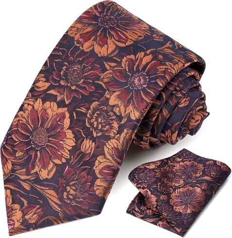 Paisley Floral Ties for Men Handkerchief Woven Classic Silk Flower Mens Ties and Pocket Square Set in Saudi Arabia
