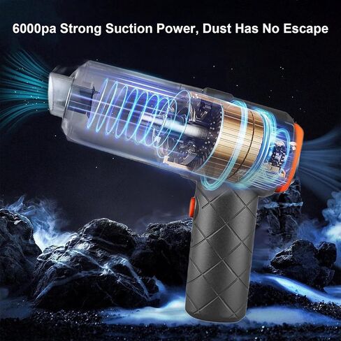 Handheld Car Vacuum Cleaner, 6500R Vacuum Cleaner and Air Duster, 120W High Power Wet and Dry Handheld Car Vacuum Cleaner with LED Light and Multi-Nozzles for Car, Home, Office, Pet in Saudi Arabia