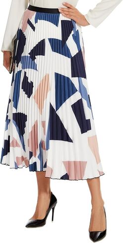Women's Elastic High Waist Pleated Shirring Skirt Draping A-line Skirt in Saudi Arabia