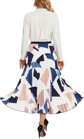 Women's Elastic High Waist Pleated Shirring Skirt Draping A-line Skirt in Saudi Arabia