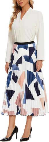 Women's Elastic High Waist Pleated Shirring Skirt Draping A-line Skirt in Saudi Arabia