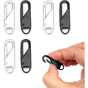 Zipper Pull,Replacement Metal Zipper Pull Tab for Luggage, Backpacks, Jackets (3PCS Black+3PCS Silver)