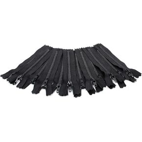 9 Inch YKK Zipper #3 Nylon Black (12 Zippers / Pack) Made in USA- For Apparel, Pouches, Sewing & Craft Projects