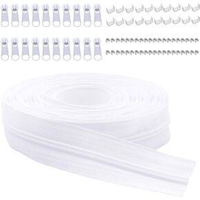 #3 Nylon Zipper Tape for Sewing: YZSFIRM 10 Yard Zippers by The Yard - White Nylon Coil Zippers for Jacket DIY Sewing Craft - Replacement Zipper Roll