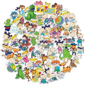 Rugrats Sticker Pack Die Cut Vinyl Large Deluxe Stickers Variety Pack - Laptop, Water Bottle, Scrapbooking, Tablet, Skateboard, Indoor/Outdoor - Set of 50