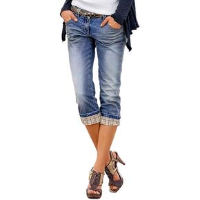 Flamingals Women's Zip Detail Skinny Leg Capris Jeans Low Waist Casual Pants