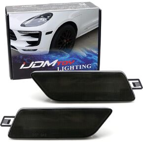 iJDMTOY Euro Semi-Clear Lens Front Bumper Side Marker Light Housing Replacements Compatible With Porsche 2014-up Macan, Replace OEM Amber Sidemarker Lamps