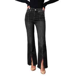 GRAPENT Womens Flare Jeans High Waisted Wide Leg Baggy Jean for Women Split Hem Stretch Denim Pants