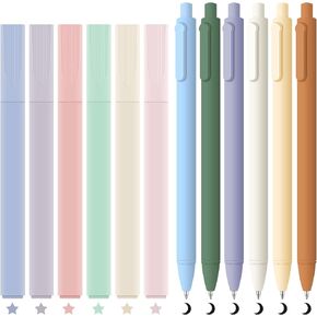 Bible Highlighters and Pens No Bleed, 5 Pcs Pastel Highlighters Assorted Colors and 5 Pcs Black Ink Bible Pens for Journaling Bible, Planner, Note, School, Office Supplies