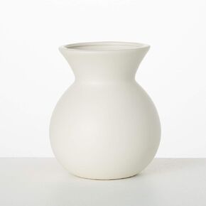 Sullivans White Ceramic Flower Vase, Modern Home Decor, Vases for Flowers, Vases for Centerpieces, Mantle, Tabletop, Accent Table Vases, Kitchen, Living Room, and Office Decor (CM3142)