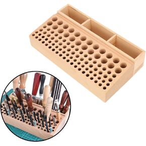 Leather Holder Tool Wooden,Leather Tool Organizer 98 Holes Multifunctional Wooden Leather Craft Tools Rack Leathercraft Craft Tool Rack With 3 Slot ,Leather Tool Organizer For Leather Working Making P
