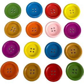 aoozleny DIY Handmade Wooden Clothing Sewing Button - Solid Color 4Holes Sewing Button for Making Sweater Shirt/DIY Socks, Pack of 100, Multi-Color, 1"(25mm)