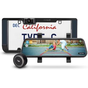 Type S True Wireless Solar Powered Smart HD Backup Camera | License Plate Frame Mount | Self-Charging | 3 Minute Installation | Universal Compatibility | 720p Night Vision