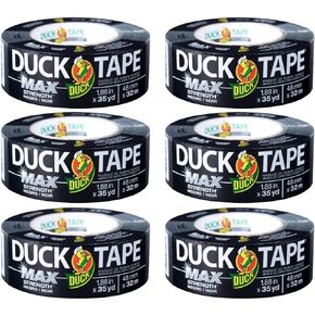 Duck Brand Max Strength Duct Tape, Black, 1.88 Inch x 35 Yards, 240867 (Pack of 6)