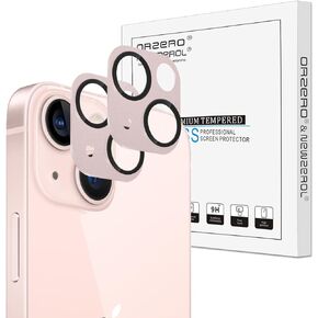 Orzero (2 Pack) Camera Lens Protector Compatible for iPhone 13 / iPhone 13 Mini, Premium Metal and Tempered Glass Strong Adhesion HD Anti-Scratch Full Coverage [No Affect on Night Shots] - Black