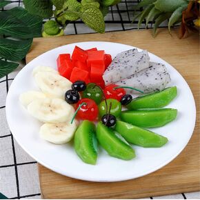 Artificial Fresh Cut Fruit(Dragon Fruit Slices,Pineapple Slices) Display Props - Fake Fruit Platter with Plate for Shop Display Window Decor