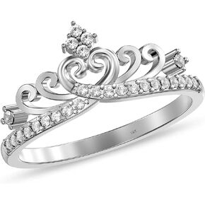 LeCalla 925 Sterling Silver Premium Crown Rings For Women | Lightweight Minimalist Band-Ring Jewelry | Interwined Hearts Rings | Wedding Band Ring | Engagement Rings for Women