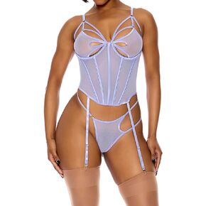 Forplay womens Feeling Butterflies Mesh Bustier Lingerie SetLingerie Set