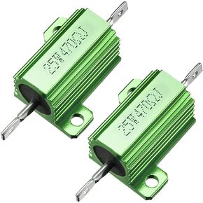 uxcell 25W 470 Ohm 5% Aluminum Housing Resistor Screw Tap Chassis Mounted Aluminum Case Wirewound Resistor Load Resistors Green 2 pcs