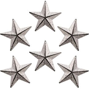 WKHOMEDECO Barn Star Texas Stars Art-نجوم معدنية للديكور الخارجي للحائط الغربي الريفي العتيق للمنزل الريفي وديكور الحائط/الباب، 10.16 سم، مجموعة من 6. (عنابي)……