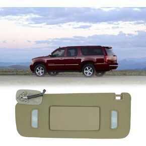 22850306 Sun Visor Left Driver Side Beige w/Mirror for 2007-2013 Chevy Avalanche Silverado Suburban 1500 2500 3500 2007-2014 Cadillac Escalade ESV Chevy Tahoe GMC Yukon