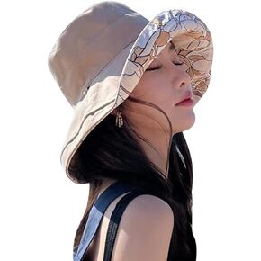 Women's Reversible Bucket Summer Sun Hat Wide Brim Wired Edge Floral Beach Cap Foldable Travel UV Protection Lady Hat
