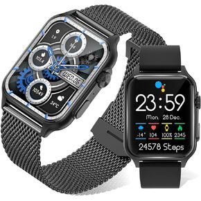 FILIEKEU Smart Watches Men Women Answer/Make Calls 1.96" Touch Screen Fitness Tracker with Heart Rate Blood Oxygen Blood Pressure Monitor 100+ Sports Mode Waterproof Smart Watch Silver for Android IOS