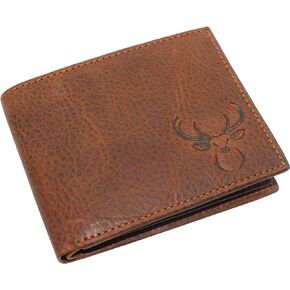 Deer Men's RFID Blocking Real Leather Bifold Trifold Wallet (Trifold)