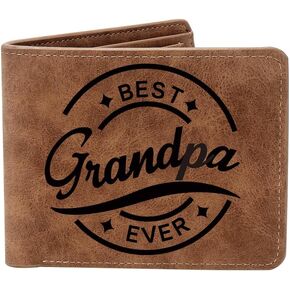 THTCSQ To My Grandpa Gifts,Leather Wallet for Men, Engraved Personalized Leather Wallet,Father's Day Gift, Birthday Gifts,Christmas Gifts, Thanksgiving Gifts (Best Grandpa)