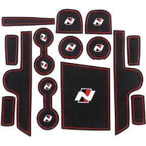 Anti-Slip Gate Slot Mat for Hyundai Elantra Avante 2024-2021 Sedan Hybrid N Sports Style Center Console Liner Accessories Cup Holder Door Mats Cup Pads (RED)