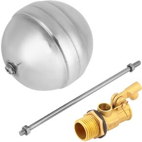 Stainless Steel Float Ball Valves, Tank Floating Ballcock Fittings Automatic Water Level Flow Control Sensor Switch Hydraulics for Stock Aquarium Pond Tower Livestock Waterer DN15 1/2 Inch Male Thread