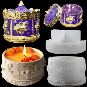 قوالب الراتنج صندوق تخزين قوالب السيليكون، جرة تخزين المجوهرات الدائرية قالب الراتنج مع غطاء، قوالب السيليكون لراتنجات الايبوكسي حامل الشموع DIY حامل القلم الفنون والحرف اليدوية ديكور المنزل in Kuwait