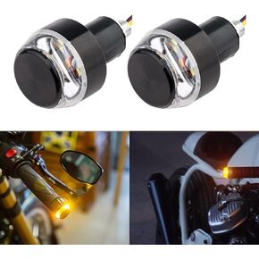 Kewucn 2 PCS Motorcycle Handlebar End LED Lights, Dual Color Turn Signal & Running Lights, 12V Side Marker and Direction Indicator Light, Universal Motorcycles Accessories (White to Blue) in Kuwait