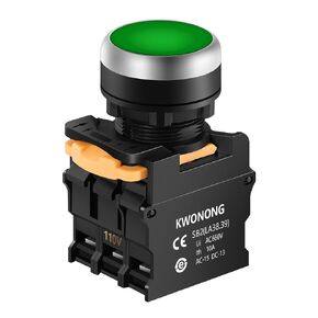 22mm LED Red 1NC Green 1NO Momentary Push Button Switch, IP65 Waterproof 600V 10A, LED Light Voltage 110V-220V (Red 1NC + Green 1NO)