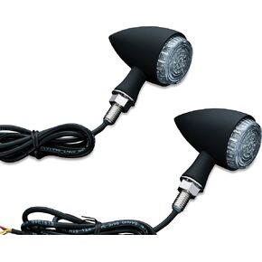 Kuryakyn 2508 Torpedo/Bullet Style Motorcycle LED Lights with Clear Lenses: Front Position Turn Signal/Blinker Indicators, Chrome, 1 Pair
