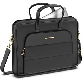 L LIMINK Nylon Laptop Bag for Men and Women, Travel Laptop Bag 15.6 Inch, Professional Laptop Case Waterproof Business Computer Bag, Lightweight Laptop Tote Bag with Large Capacity, Black