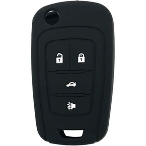 Silicone Protector Skin Jacket Holder Key Fob Cover Case fit for 2010 2011 2012 2013 2014 Chevy Chevrolet Camaro Cruze Malibu Equinox Sonic Impala Key Fob Accessories (Black 2)