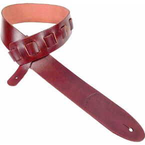 Walker and Williams S-01 Oxblood Brown Full Grain Extra Thick Soft Italian Leather Rugged Finish Guitar Strap For Acoustic, Electric, And Bass Guitars