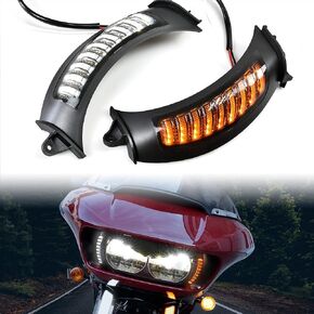LED Vent Front Turn Signals Side Lights for Road Glide 2015-2020, LED Front Driving Lamps w/DRL and Turn Signals Black Case for Harley Road Glide 2015-2020 Accessories