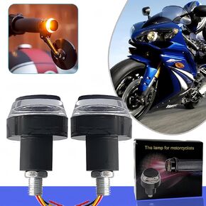 10LED Motorcycle Handlebar End Lights - Turn Signal with Daytime Running Light - Dual Color Amber & White Universal fit 22 mm handlebar or width 10mm thread (2 Pack)