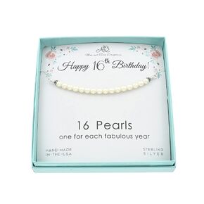 16th Birthday Gift. Crystal Pearl Bar Necklace on a 16 Inch Sterling Silver Cable Chain. Pearl Jewelry. Layering Necklace. Sweet Sixteen birthday